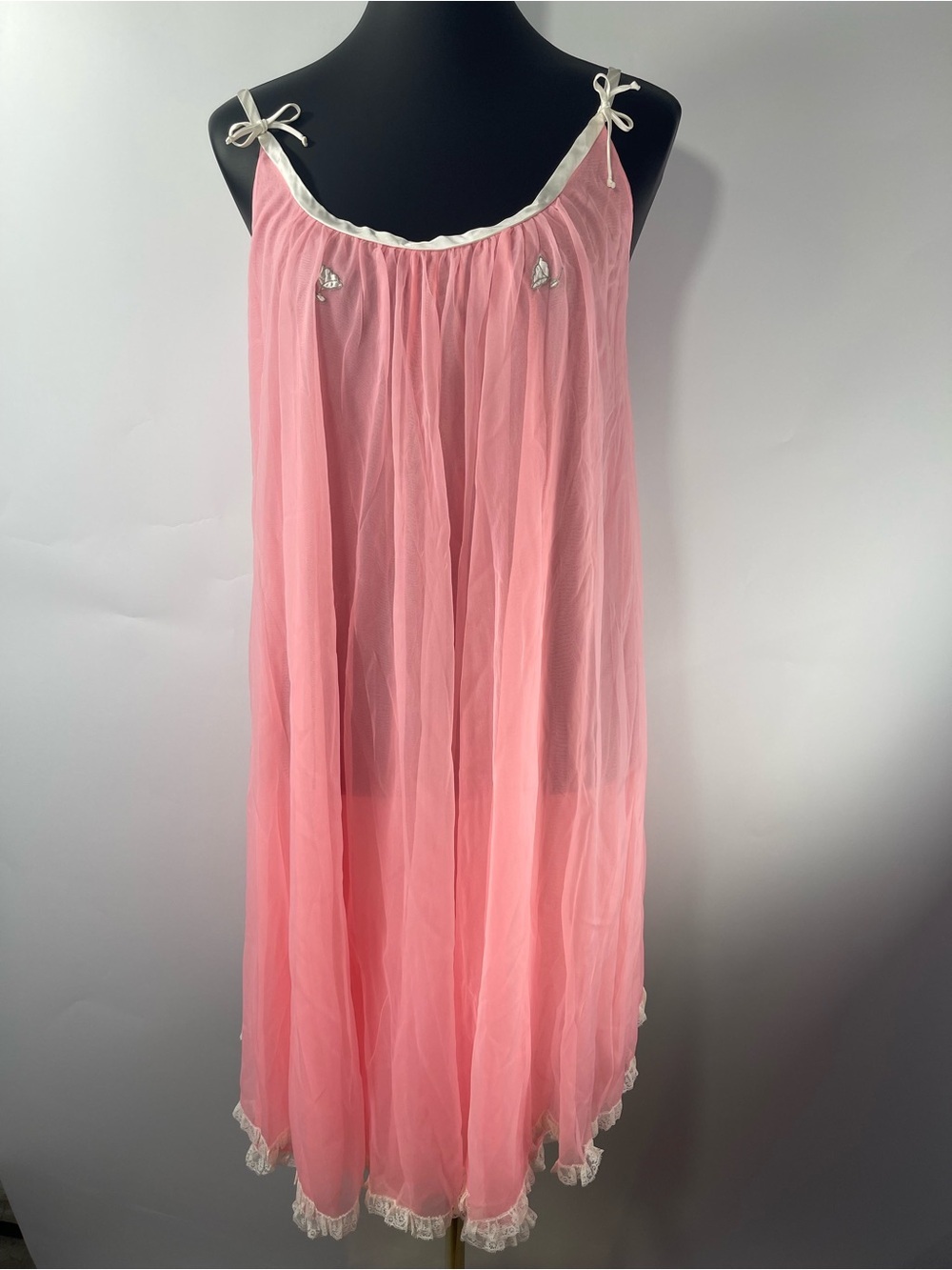 Rare 1960s Claire Sandra Lucie Ann Beverly Hills Pink Babydoll Night Gown Medium